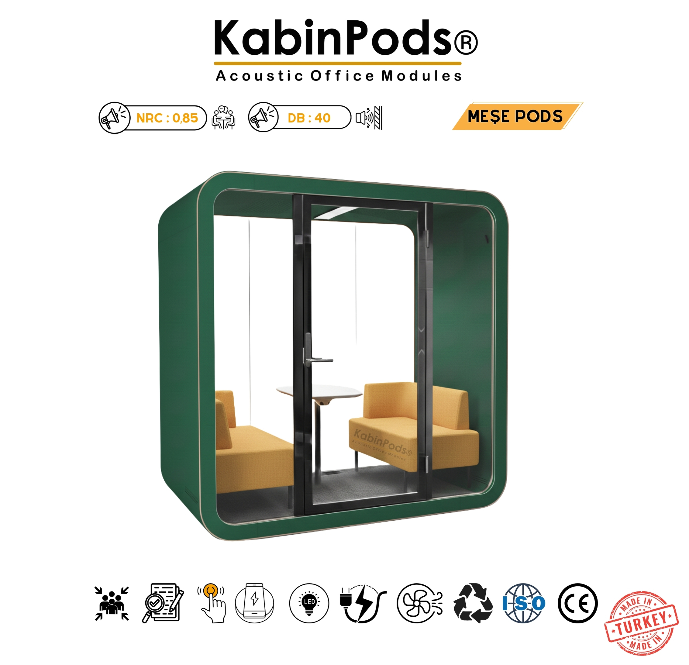 Akustik Toplantı Kabini 6 - Modern Ses Yalıtımlı Toplantı ve Telefon Görüşme Kabini Tasarımları